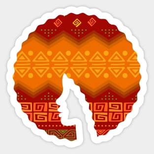 Afro Hair Woman with African Pattern, Black History Sticker